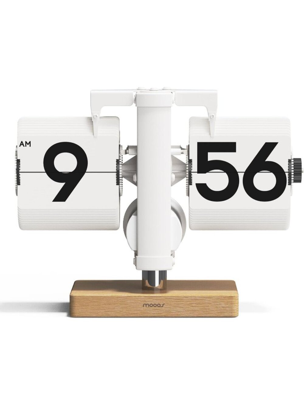 Home White Analog Quartz Large Number Mini Wood Vintage Design Flip Desk Clock